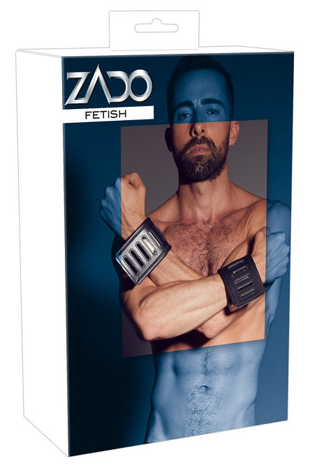 Мужские наручники кожаные ZADO Fetish Leather Wrist Restraints черные, S-L Sex Aura Киев - изображение 4