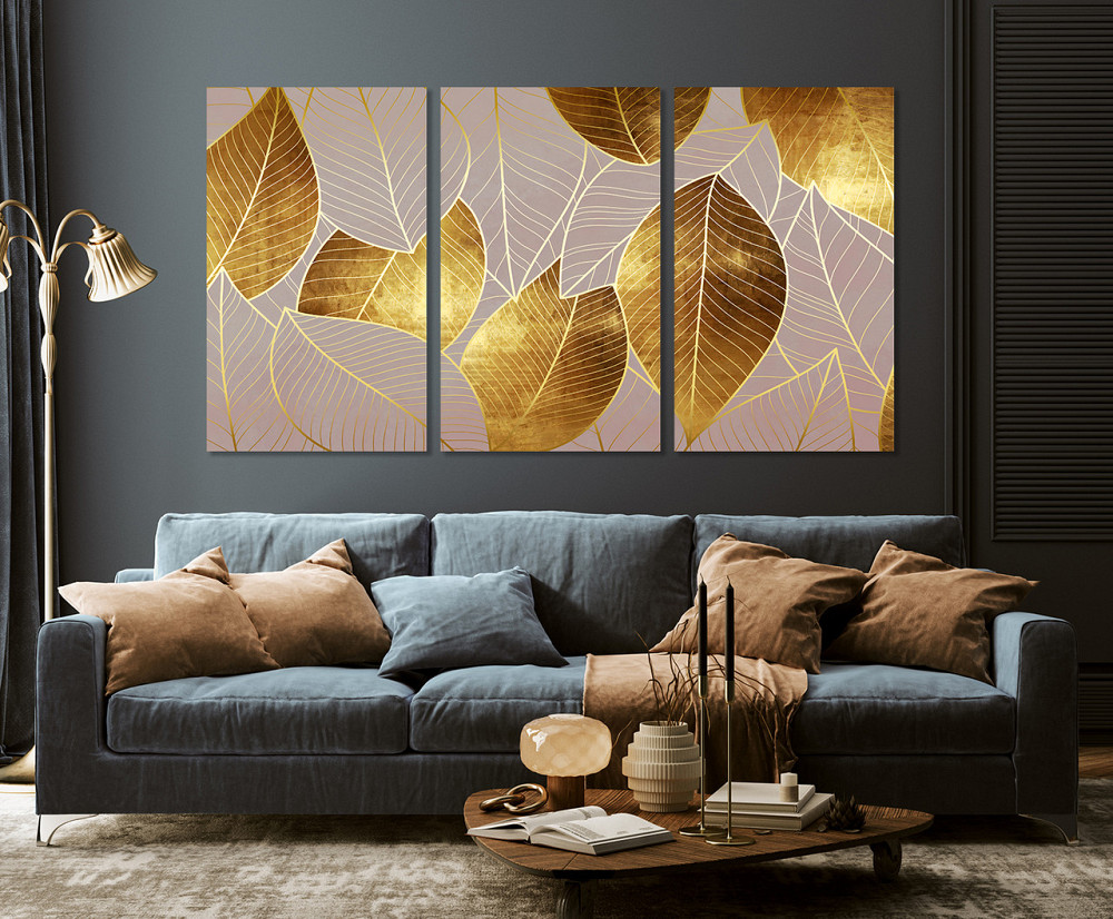 Модульна картина у вітальню/ спальню     Золоте листя      ART-041_3A Київ - фото 3