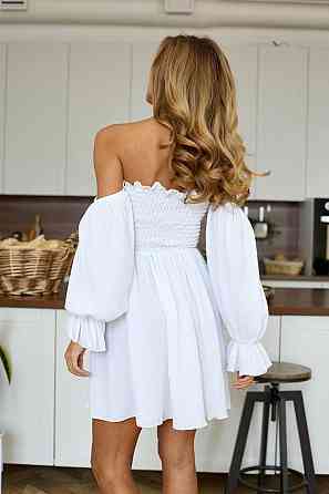 Женское стильное муслиновое легкое платье с рукавами воланами хлопок 100% Молочный, 42/46 Одесса