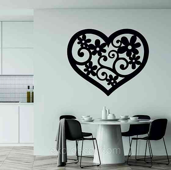 Декоративное настенное Панно «Сердце» Декор на стену 90*74 см, Черный Киев