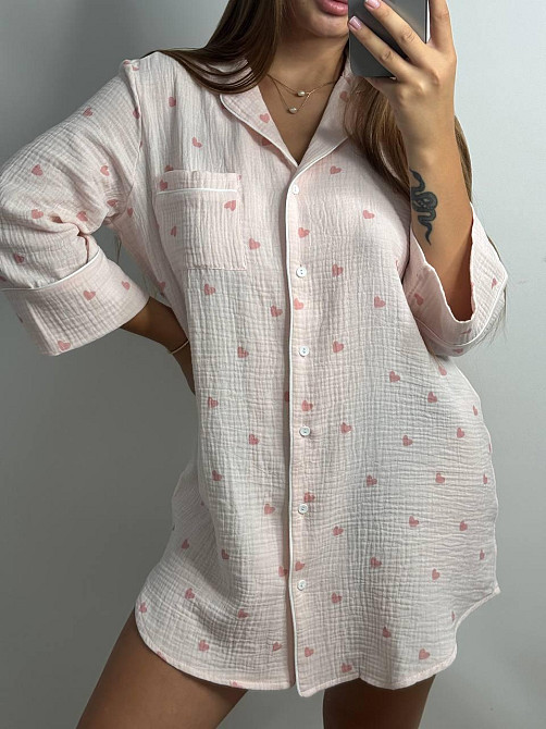 Жіноча муслінова нічна сорочка Рожевий M-L Харків - фото 2