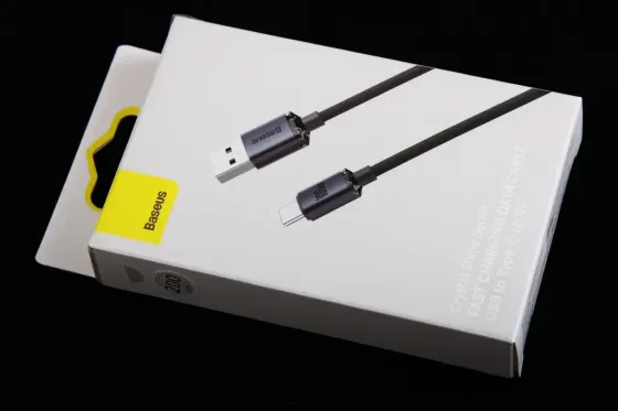 Кабель USB - Type-C 100 Вт 2.0м Baseus Crystal Shine тканальний круглий чорний Вінниця