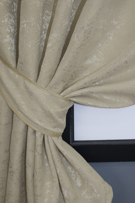 Комплект коротких штор VR-Textil Лен мрамор Pavliani № 1368ш 130х170 см 2 шт Бежево-серый (35-0058) Киев - изображение 4