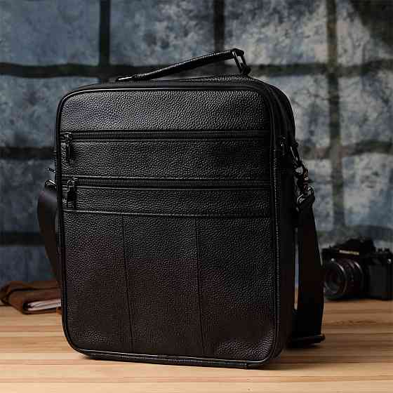 Сумка чоловіча з ручкою для перенесення в руці з натуральної шкіри Vintage 23029 Чорний Київ