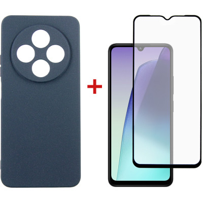 Чехол для мобильного телефона Dengos Xiaomi Redmi 14C Carbon + glass (Blue) (DG-KM-120) Винница - изображение 1