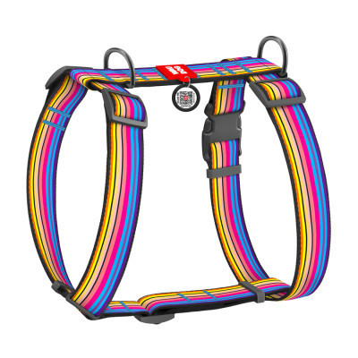 Шлея для собак WAUDOG Nylon анатомічна H-подібна з QR-паспортом "Лінія 1" пластиковий фастекс XL (323-0006) Вінниця - фото 1