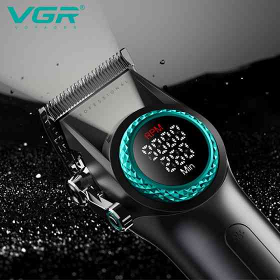 Аккумуляторная машинка для стрижки (clipper) VGR V-001, 10 насадок, 9000 RPM, 4600 mAh, LED light, LED Киев
