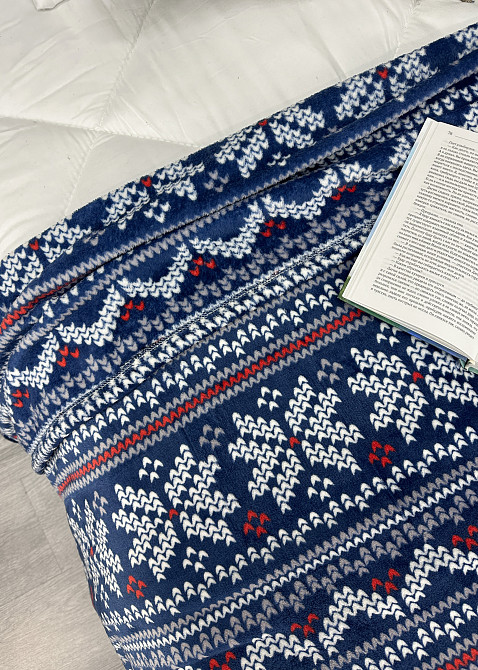 Плед-покривало Decorator WellSoft 150х210 см з різдвяним принтом Синій (87-289) Київ - фото 2