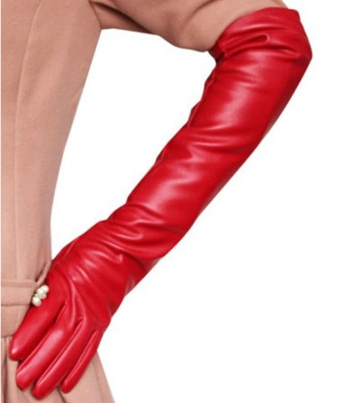 Высокие перчатки женские из экокожи красный Киев - изображение 4