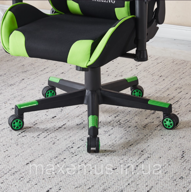 Компьютерное кресло для геймера из ткани с регулировкой подлокотников кресло геймерское B-142 черно-зеленое Мостиска - изображение 3