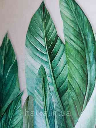 Шпалери вінілові Grandeco One roll one motif 2 A39501 панно рослини великі листки зелені на бежевому Київ