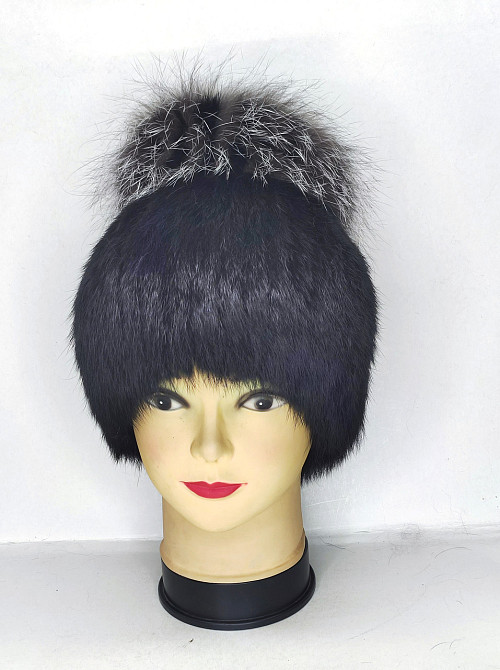 Шапка хутряна жіноча із кролика Аліна Чорний Харків - фото 1