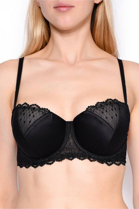 Стильний бюстгальтер чорний з атласу пуш-ап  wonderbra Славута - фото 2