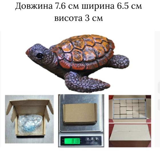 Фигурка Черепаха 7.6 х 6.5 из полистоуна Для мини-сада, сада и флорариума Одесса