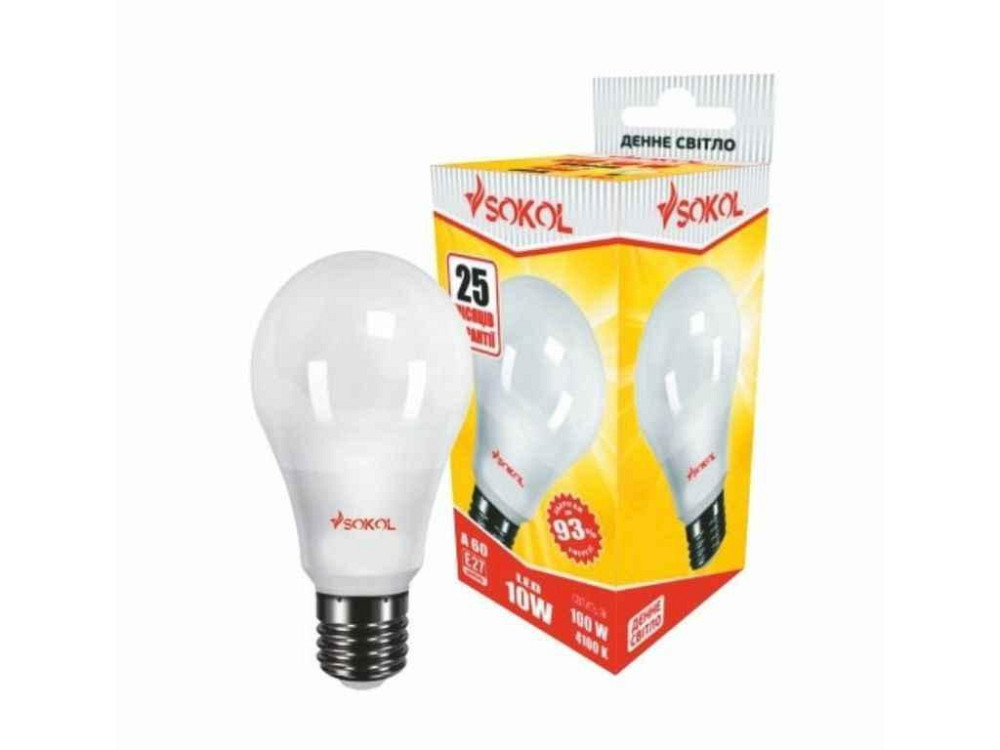 Лампа светодиодная A60 LED 10W, 4100K (дневный свет) E27 ТМ SOKOL Киев - изображение 1