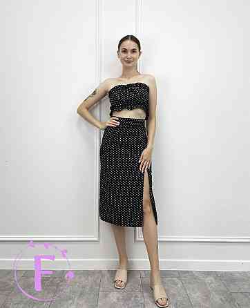 Летний женский топ с рюшами «Ruffie» 46, Чорний, В горошок Киев