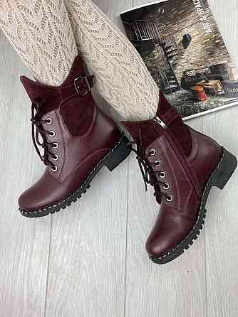 Injers Черевики жіночі INJERS бордові натуральна шкіра з хутром (висота 17см, підошва 3см, розм Коломыя