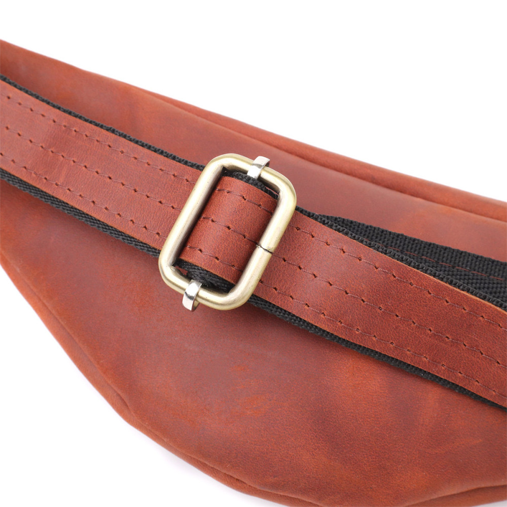 Чоловіча практична бананка з натуральної вінтажної шкіри Рудий (SHVIGEL) Київ - фото 6