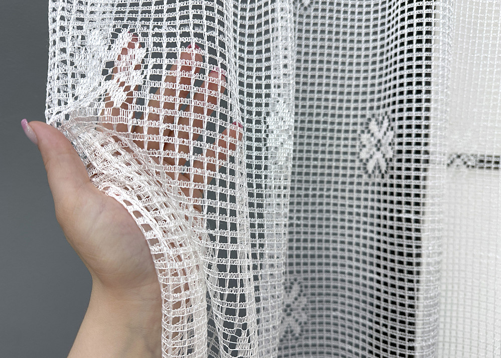 Тюль сетка VR-Textil Juli № 1721т Арка на кухню цвет белый со светло-коричневым 300х160 см (53-0028) Киев - изображение 3