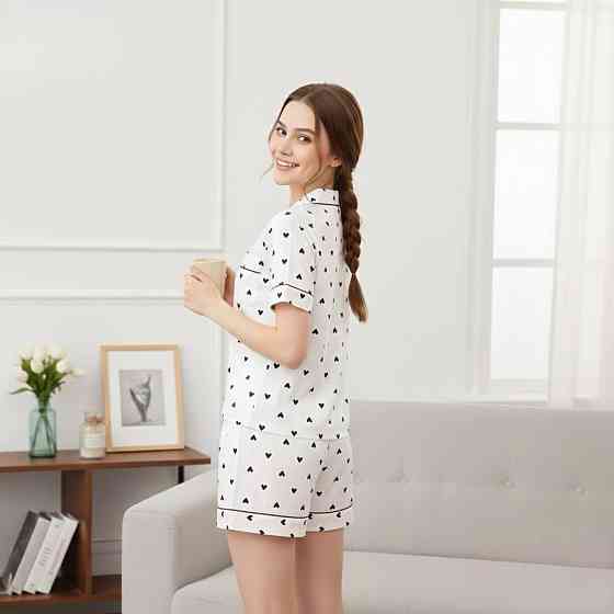 Женская трикотажная пижама двойка с сердечками Белый, 48 Одесса