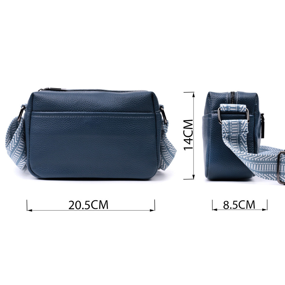 Трендова сумка на одне відділення для стильних жінок із натуральної шкіри Vintage 22605 Синя Київ - фото 3