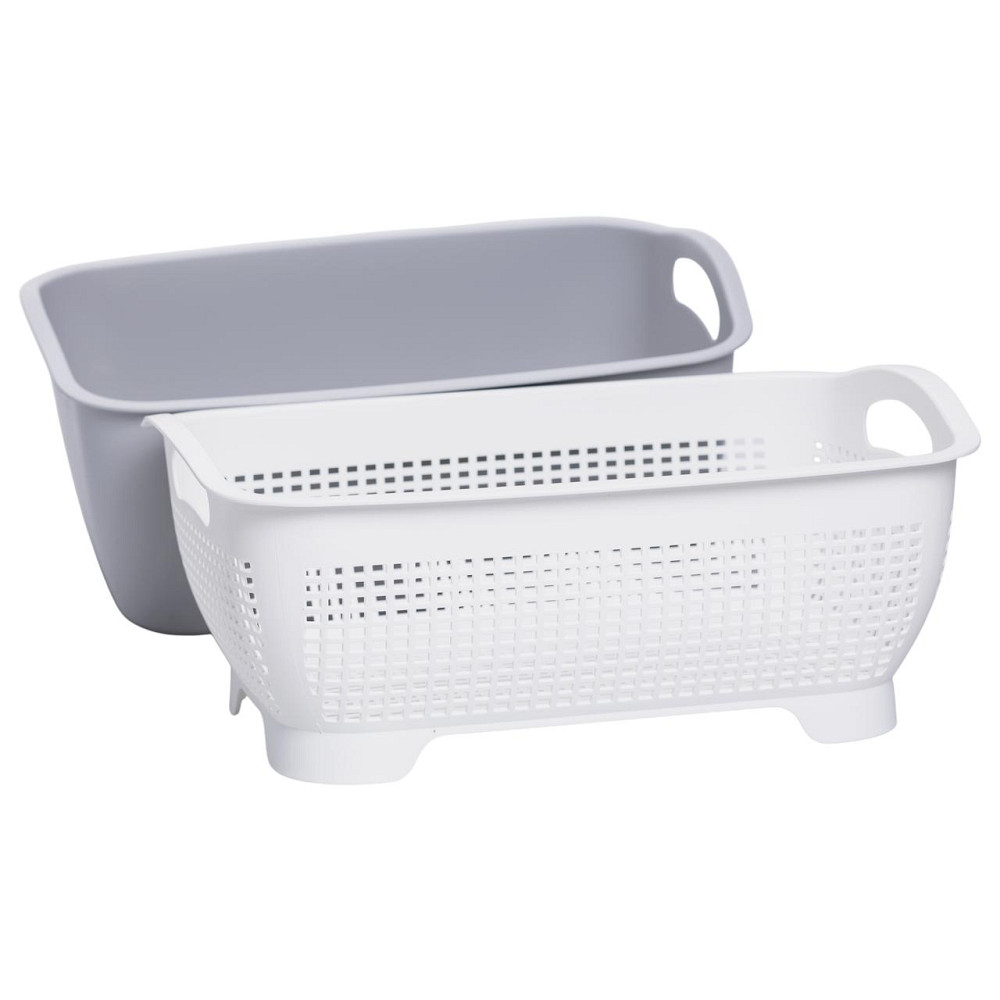 Yiwu Кошик-друшлак 2 в 1 для миття овочів, фруктів і зелені 32×23×13 (см) Сірий HP-45-5G Коломыя - изображение 3