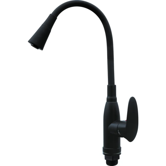 Смеситель для кухни PLAMIX CEZAR-011-B SET MATTE BLACK REFL.BLACK термопластик с силиконовым изливом Черновцы