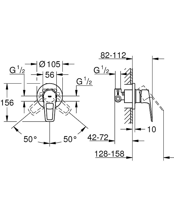 Набір для гігієнічного душу Grohe BauLoop New вбудований (UA11104202) Чернівці - фото 7