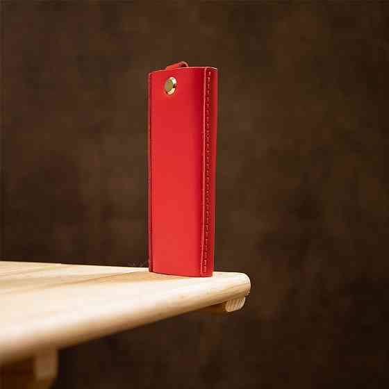 Ключниця тубус шкіряна на кнопках Червона (GRANDE PELLE) Київ