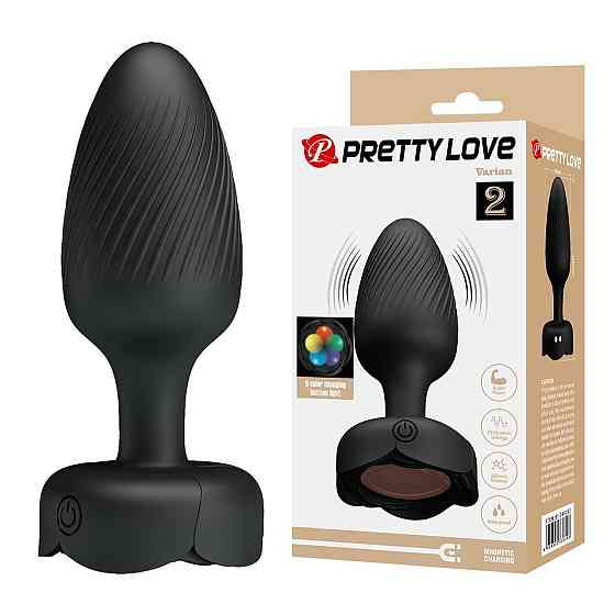 Анальный вибратор Pretty Love Varian с мерцающей подсветкой, черный, 10.8 х 3.8 см Sex Aura Киев