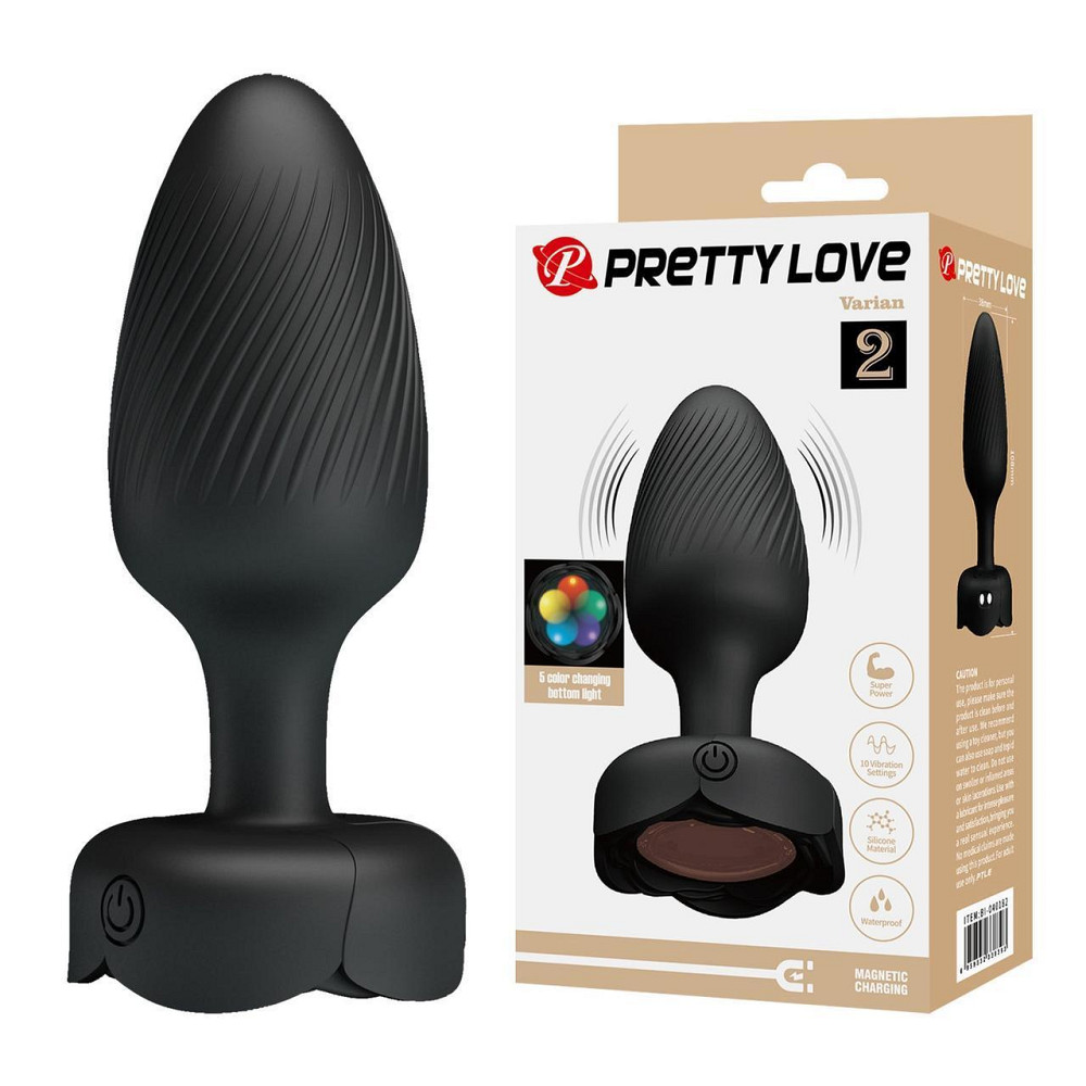 Анальный вибратор Pretty Love Varian с мерцающей подсветкой, черный, 10.8 х 3.8 см Sex Aura Киев - изображение 1