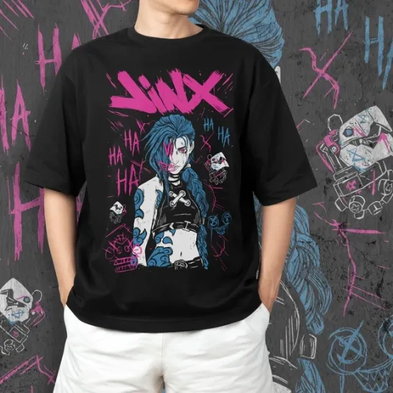 Футболка чоловіча з  принтом Аркейн Джинкс 3 Розмір 48 Anime09Розмір 48 Дніпро
