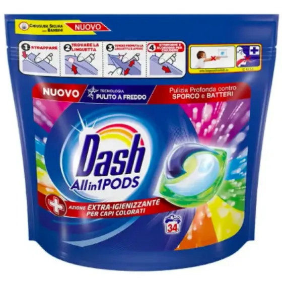 Капсулы для стирки Dash Allin1+ дополнительная дезинфекция для цветных вещей 34 шт Львов