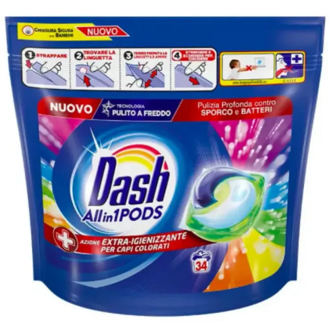Капсули для прання Dash Allin1+ додаткова дезінфекція для кольорових речей 34 шт. Львів - фото 1