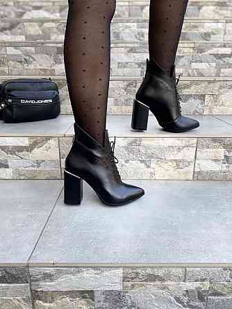 Wright Черевики жіночі WRIGHT чорні натуральна шкіра каблук 10см 35р.36р.37р.38р. (4190) Коломыя