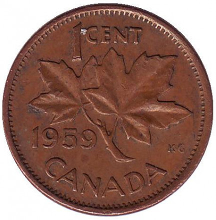 Монета 1 цент. 1959 рік, Канада. (Д) Полтава - фото 1