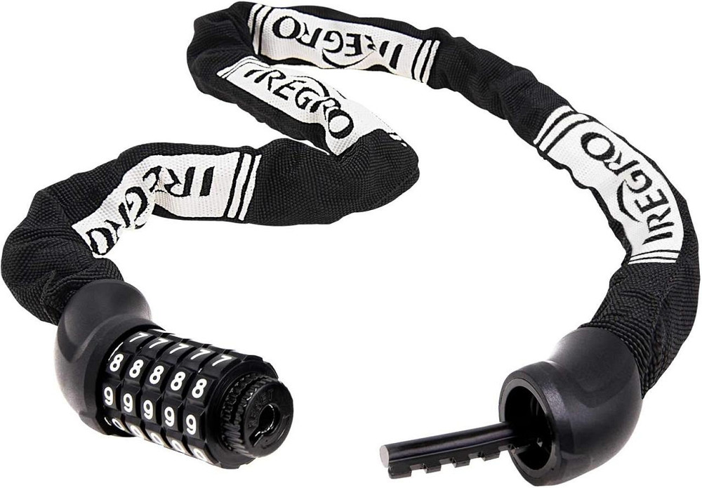 Цепной велосипедный замок Iregro с кодом 90 см, стальной, кодовый замок для электросамоката, мотоцикла, байка Киев - изображение 1