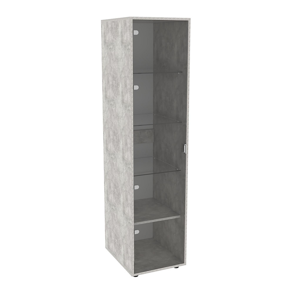 Пенал со стеклом Hugo H-4, Бетон, 420/520/1700 Львов - изображение 1