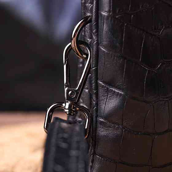 Превосходный клатч для мужчин из натуральной фактурной кожи с тиснением под крокодила CANPELLINI 21556 Черный Киев