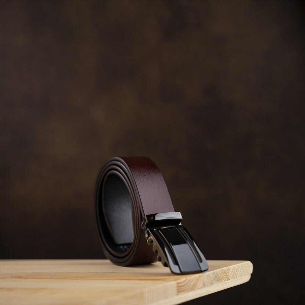 Ремінь чоловічий з темною пряжкою автомат Vintage 20295 Черный Київ - фото 8