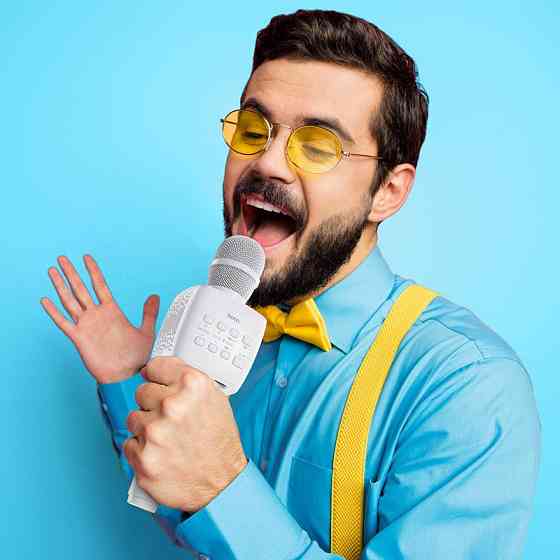 Портативна колонка-мікрофон HOCO BK5 Cantando karaoke microphone, 5W, White Київ