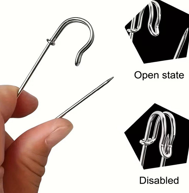 Булавки металеві 10 шт 89 мм сріблясті для одягу та рукоділля Київ - фото 3