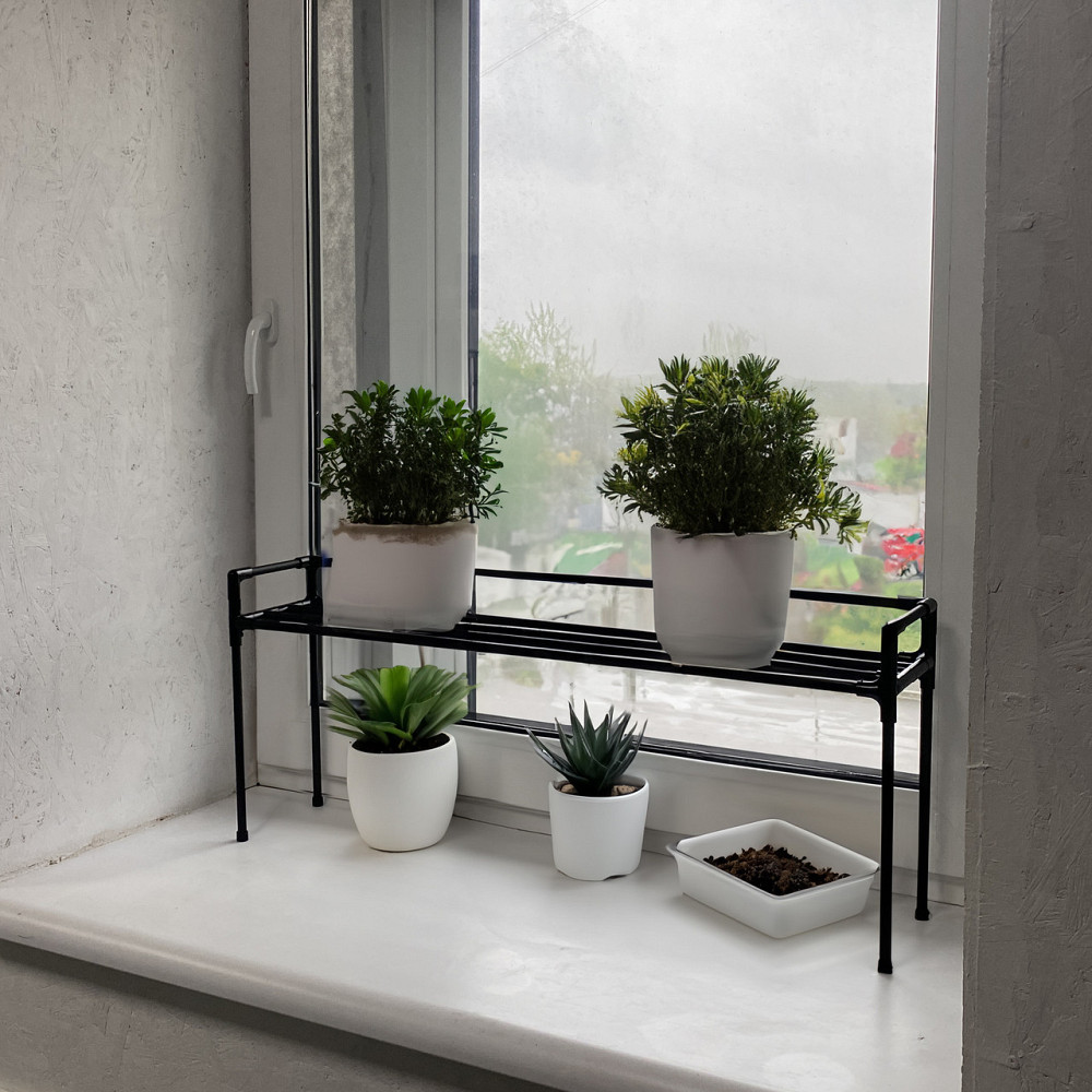 Підставка для квітів на підвіконня Lucia Black. Другий рівень для розсади, горщиків та зелені. Бориспіль - фото 1