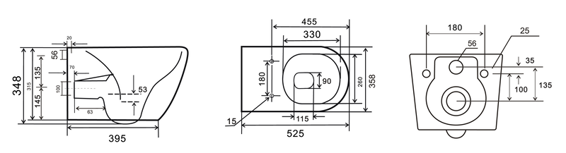 Унитаз подвесной Mixxus Premium ELLIPSE-0309-T1 GRAY 530x360x350mm система смыва TORNADO 1.0 (MP6655) Киев - изображение 2