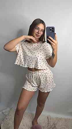 Женский трикотажный комплект для дома Красные сердечки XS-S Харьков