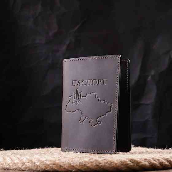 Надійна обкладинка на паспорт у вінтажній шкірі Карта GRANDE PELLE 16771 Коричнева Київ