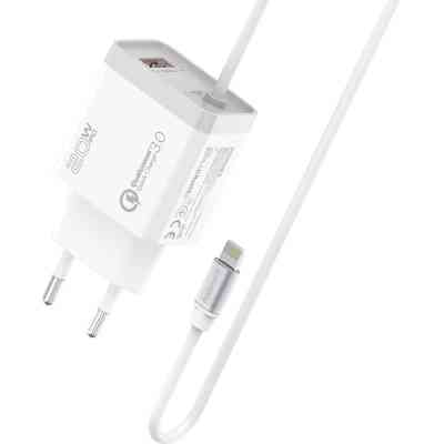 Зарядное устройство Promate icharge-pdqc3 Lightning PD20W + USB-A QC3.0 White (icharge-pdqc3.white) Винница