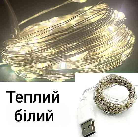 Гірлянда Роса 2 м 20 led з usb теплий білий Сміла