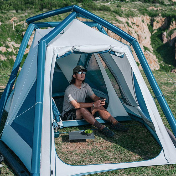 Намет надувний Naturehike CNK2300ZP012, блакитний малий Киев - изображение 4