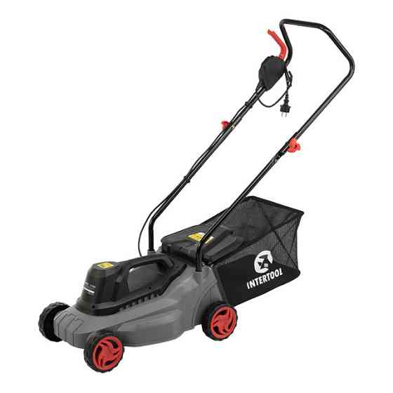 Газонокосилка электрическая, 1.2 кВт, 3300 об/мин, ширина срезания 320 мм, высота среза 27/45/52 мм, контейнер 30 л INTERTOOL Киев